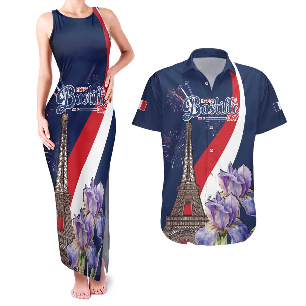 Personalized France Bastille Day Couples Matching Tank Maxi Dress and Hawaiian Shirt Le 14 Juillet