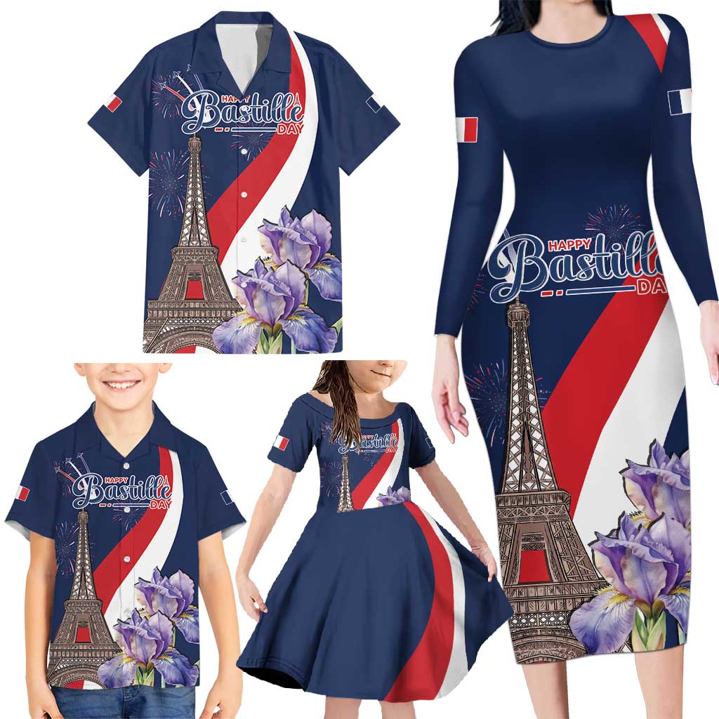 Personalized France Bastille Day Family Matching Long Sleeve Bodycon Dress and Hawaiian Shirt Le 14 Juillet