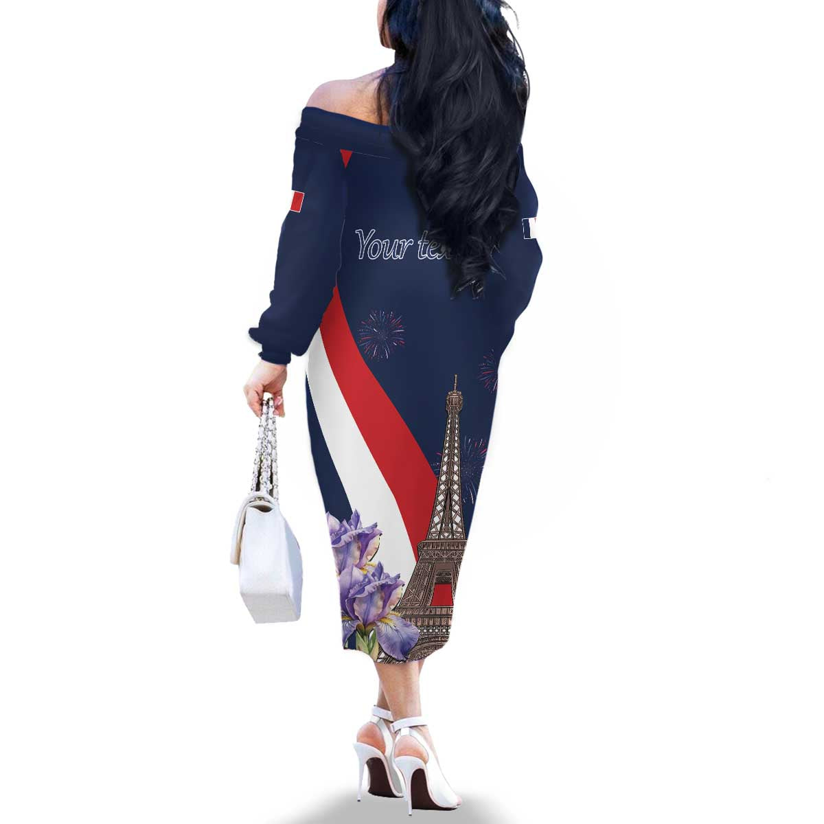 Personalized France Bastille Day Family Matching Off The Shoulder Long Sleeve Dress and Hawaiian Shirt Le 14 Juillet