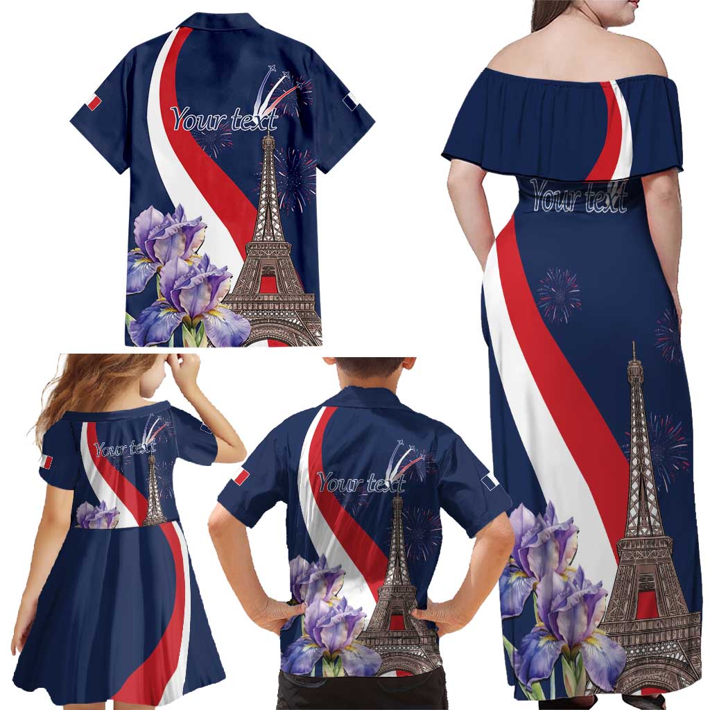 Personalized France Bastille Day Family Matching Off Shoulder Maxi Dress and Hawaiian Shirt Le 14 Juillet