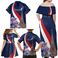 Personalized France Bastille Day Family Matching Off Shoulder Maxi Dress and Hawaiian Shirt Le 14 Juillet