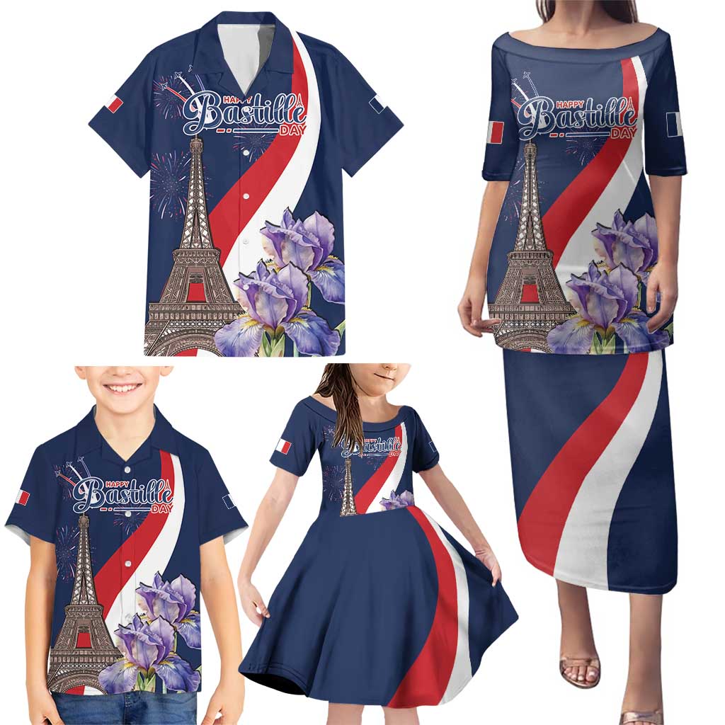 Personalized France Bastille Day Family Matching Puletasi and Hawaiian Shirt Le 14 Juillet