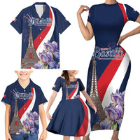 Personalized France Bastille Day Family Matching Short Sleeve Bodycon Dress and Hawaiian Shirt Le 14 Juillet