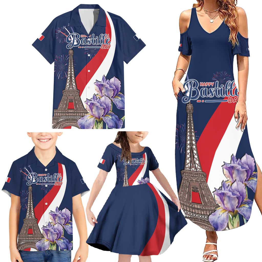 Personalized France Bastille Day Family Matching Summer Maxi Dress and Hawaiian Shirt Le 14 Juillet