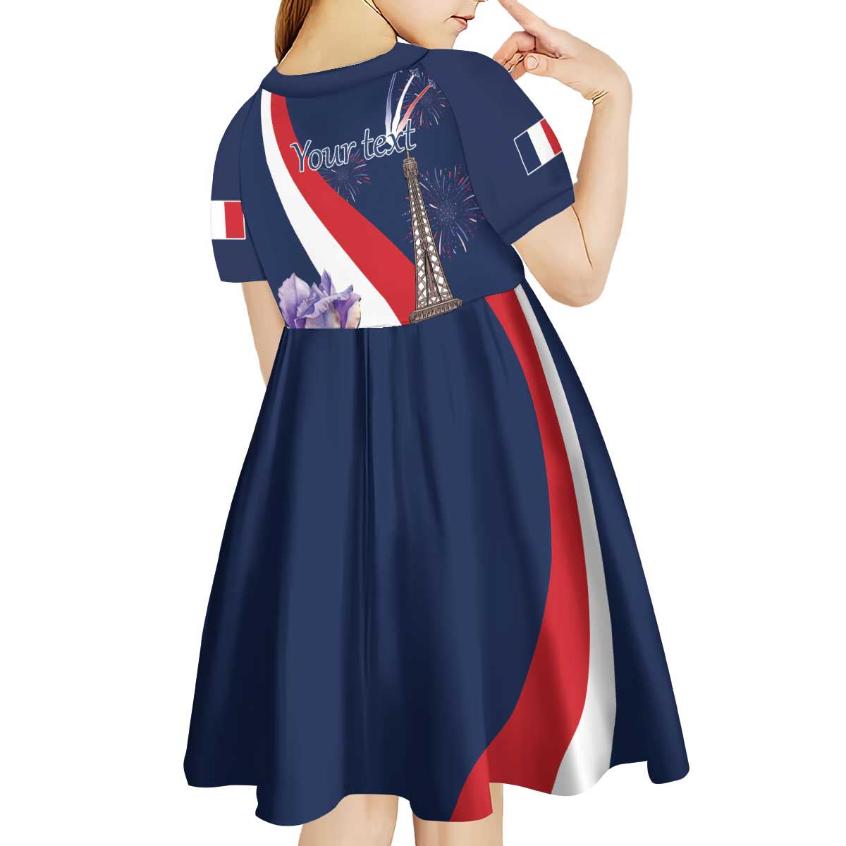 Personalized France Bastille Day Kid Short Sleeve Dress Le 14 Juillet