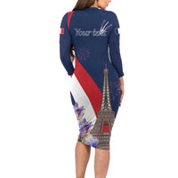 Personalized France Bastille Day Long Sleeve Bodycon Dress Le 14 Juillet