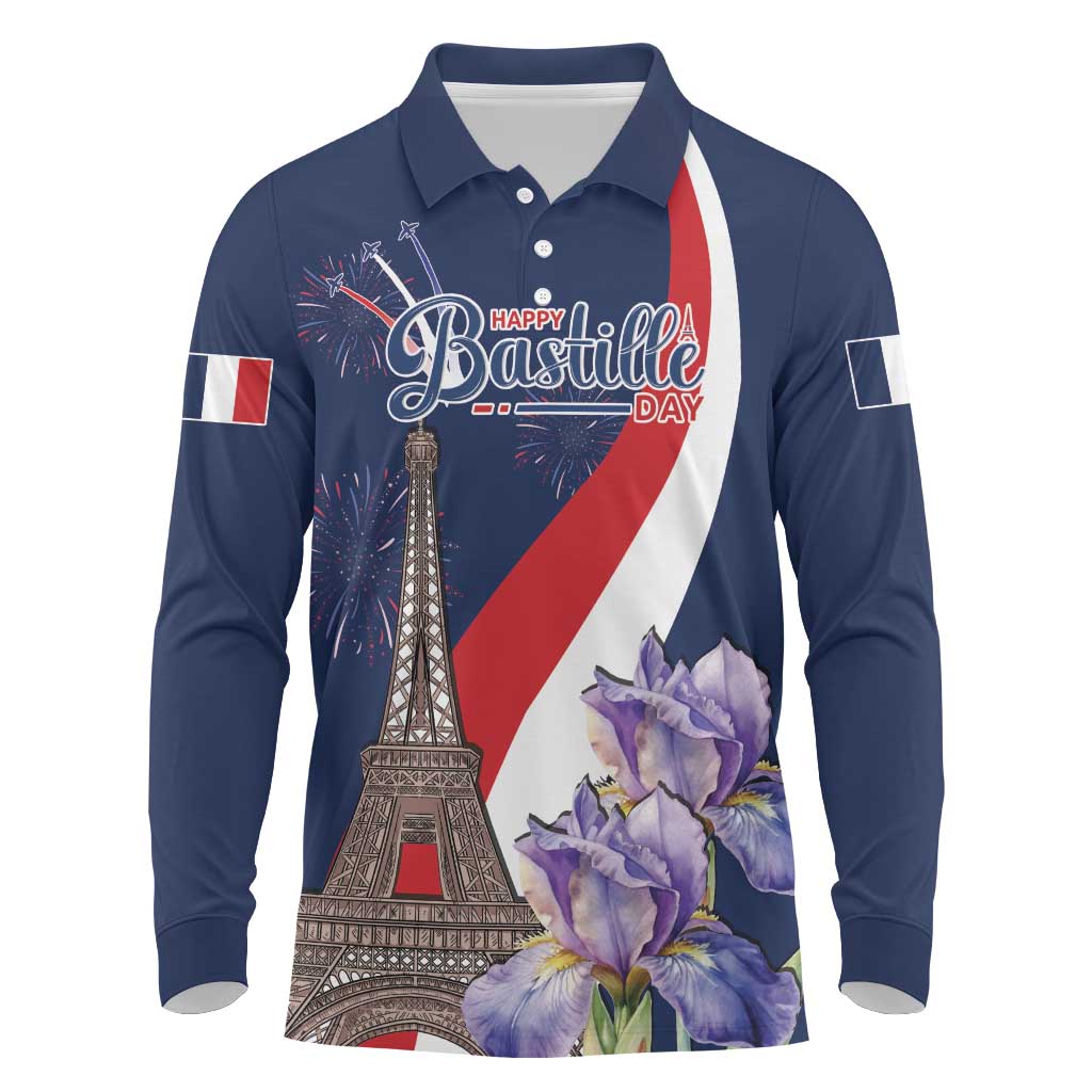Personalized France Bastille Day Long Sleeve Polo Shirt Le 14 Juillet