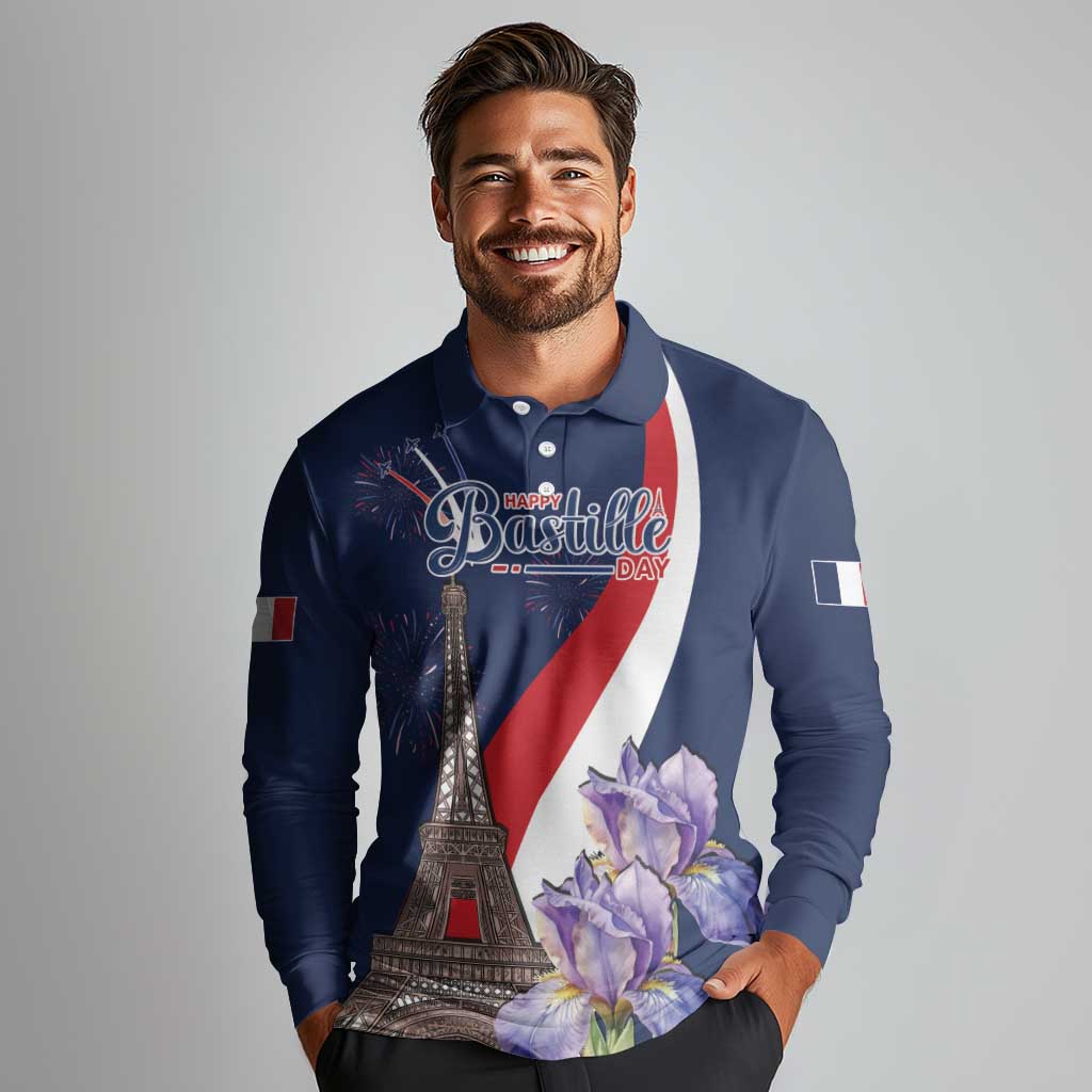 Personalized France Bastille Day Long Sleeve Polo Shirt Le 14 Juillet