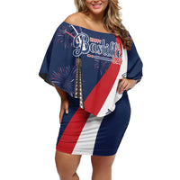 Personalized France Bastille Day Off Shoulder Short Dress Le 14 Juillet