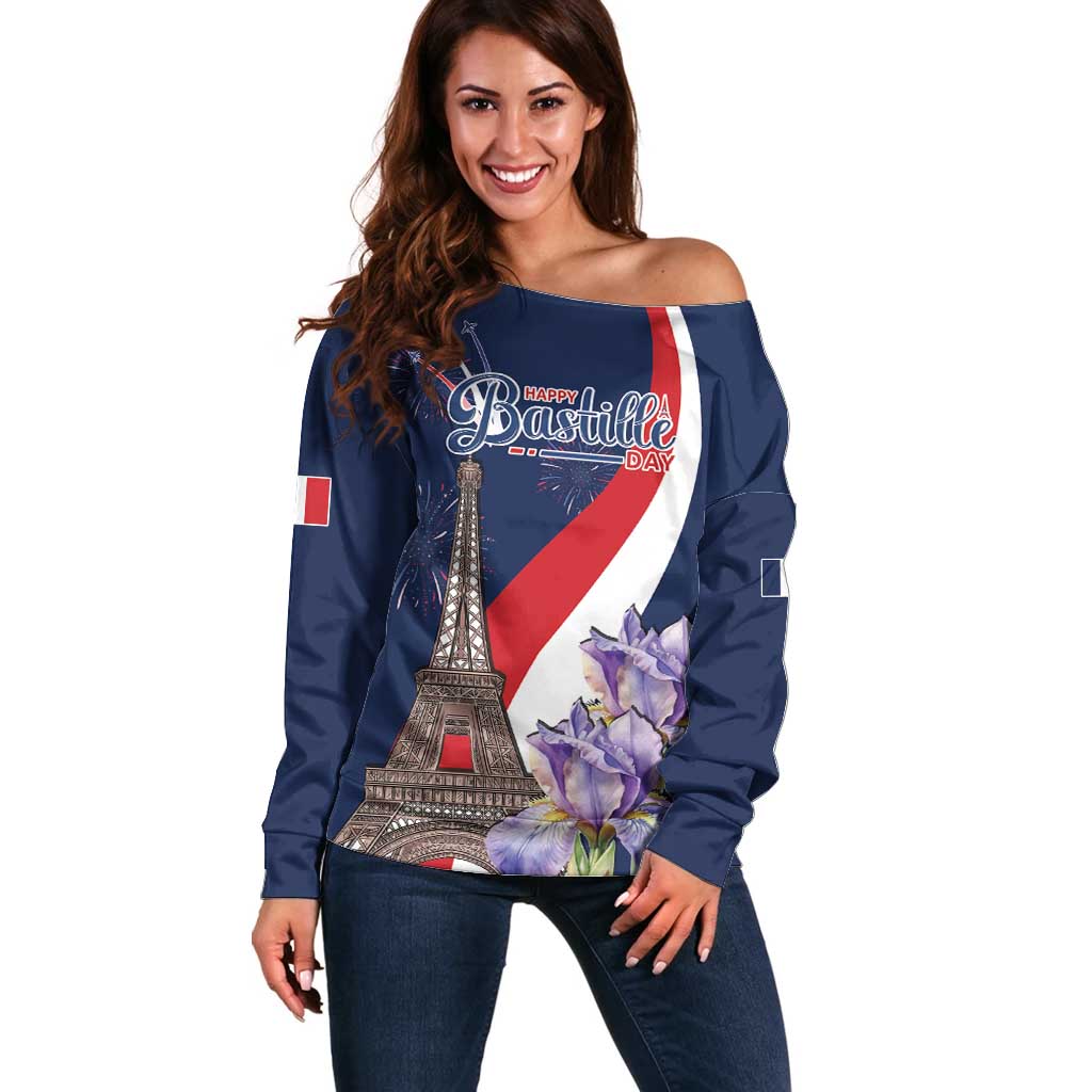 Personalized France Bastille Day Off Shoulder Sweater Le 14 Juillet