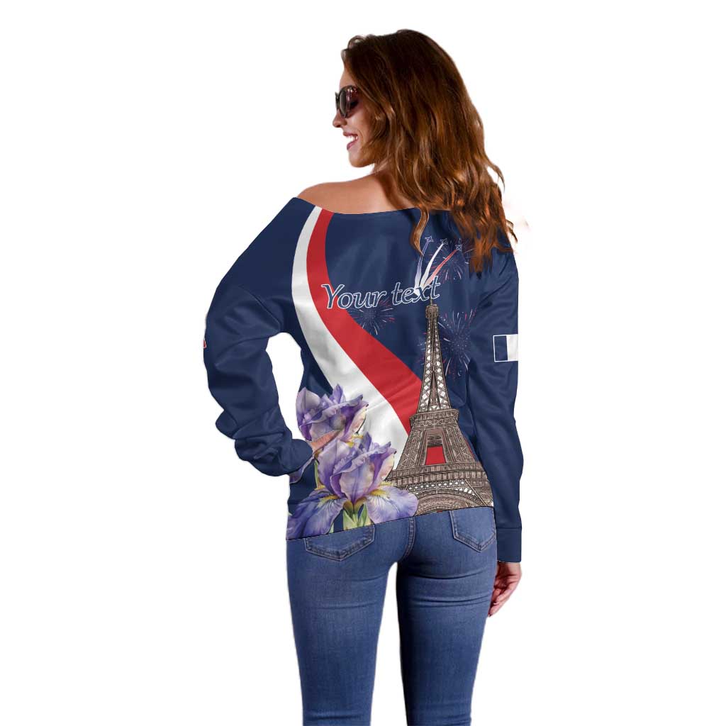 Personalized France Bastille Day Off Shoulder Sweater Le 14 Juillet