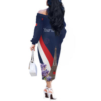 Personalized France Bastille Day Off The Shoulder Long Sleeve Dress Le 14 Juillet