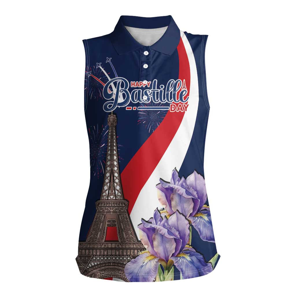Personalized France Bastille Day Women Sleeveless Polo Shirt Le 14 Juillet