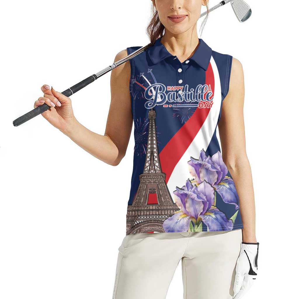 Personalized France Bastille Day Women Sleeveless Polo Shirt Le 14 Juillet