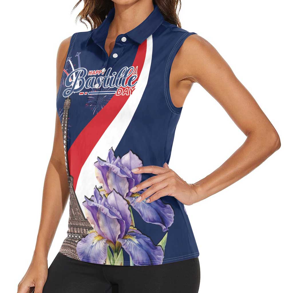 Personalized France Bastille Day Women Sleeveless Polo Shirt Le 14 Juillet
