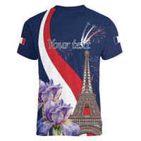Personalized France Bastille Day Women V-Neck T-Shirt Le 14 Juillet