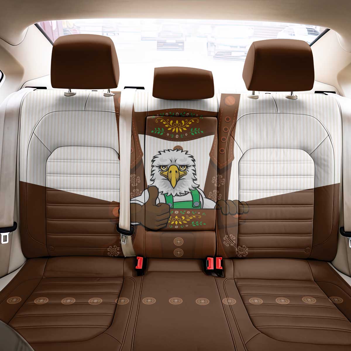 Lederhosen Costume Germany Back Car Seat Cover Bald Eagles With Traditional German Pattern