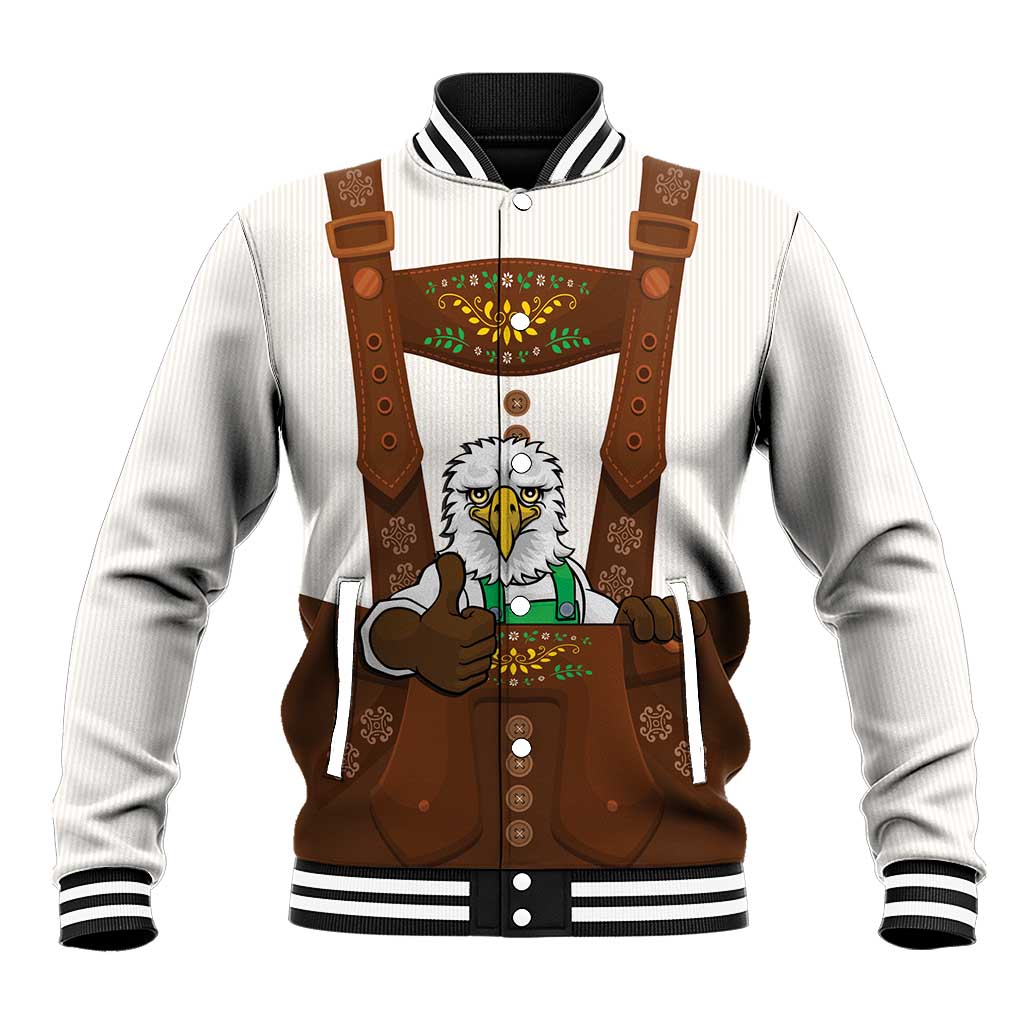 Lederhosen Costume Germany Baseball Jacket Bald Eagles With Traditional German Pattern