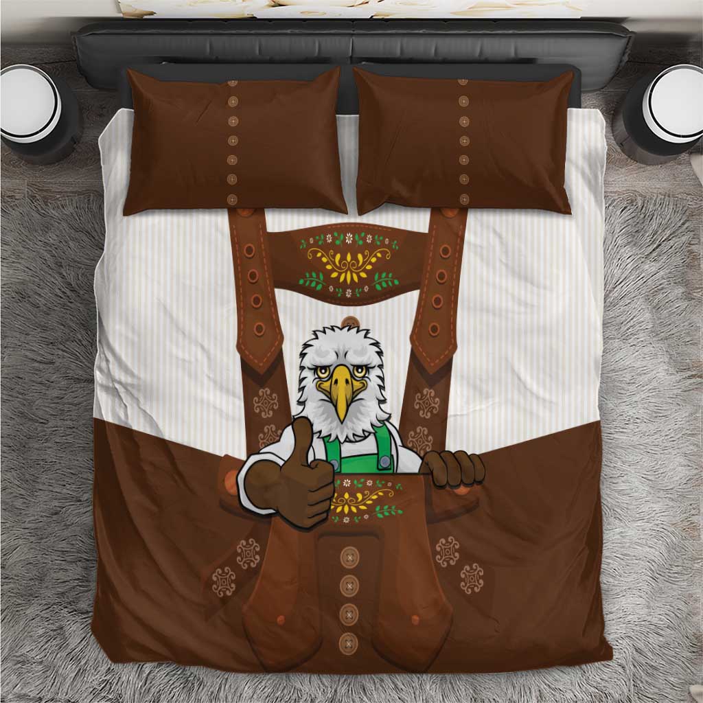 Lederhosen Costume Germany Bedding Set Bald Eagles With Traditional German Pattern