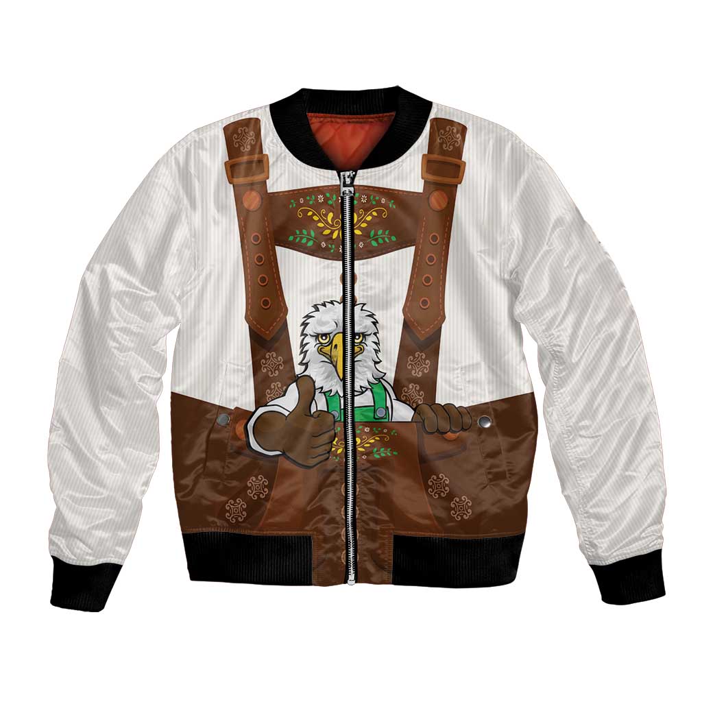 Lederhosen Costume Germany Bomber Jacket Bald Eagles With Traditional German Pattern