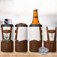 Lederhosen Costume Germany 4 in 1 Can Cooler Tumbler Bald Eagles With Traditional German Pattern