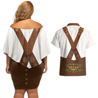 Lederhosen Costume Germany Couples Matching Off Shoulder Short Dress and Hawaiian Shirt Bald Eagles With Traditional German Pattern
