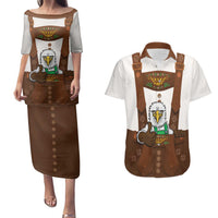 Lederhosen Costume Germany Couples Matching Puletasi and Hawaiian Shirt Bald Eagles With Traditional German Pattern
