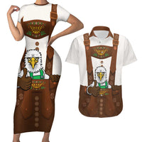 Lederhosen Costume Germany Couples Matching Short Sleeve Bodycon Dress and Hawaiian Shirt Bald Eagles With Traditional German Pattern