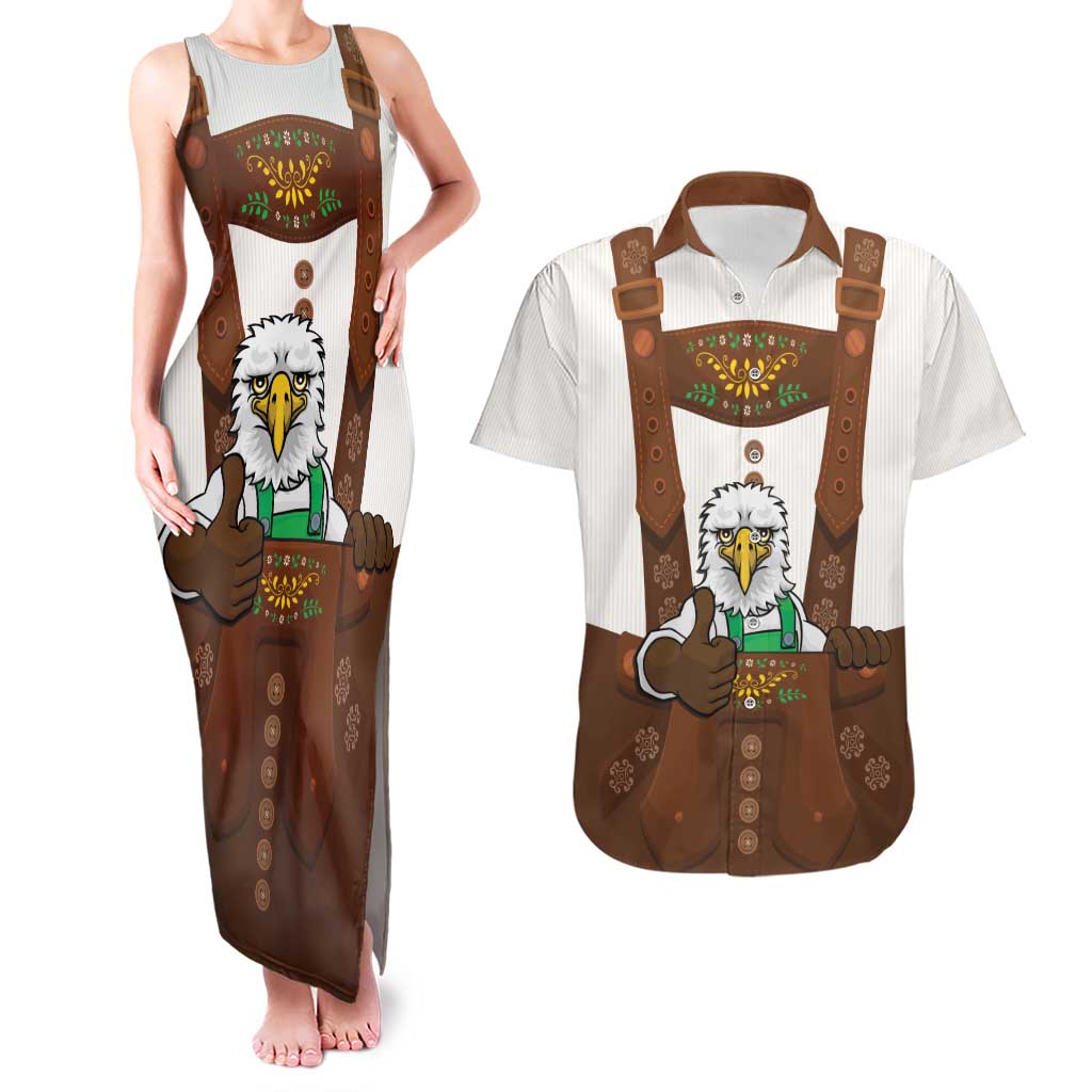 Lederhosen Costume Germany Couples Matching Tank Maxi Dress and Hawaiian Shirt Bald Eagles With Traditional German Pattern