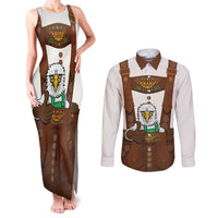 Lederhosen Costume Germany Couples Matching Tank Maxi Dress and Long Sleeve Button Shirt Bald Eagles With Traditional German Pattern