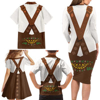 Lederhosen Costume Germany Family Matching Long Sleeve Bodycon Dress and Hawaiian Shirt Bald Eagles With Traditional German Pattern