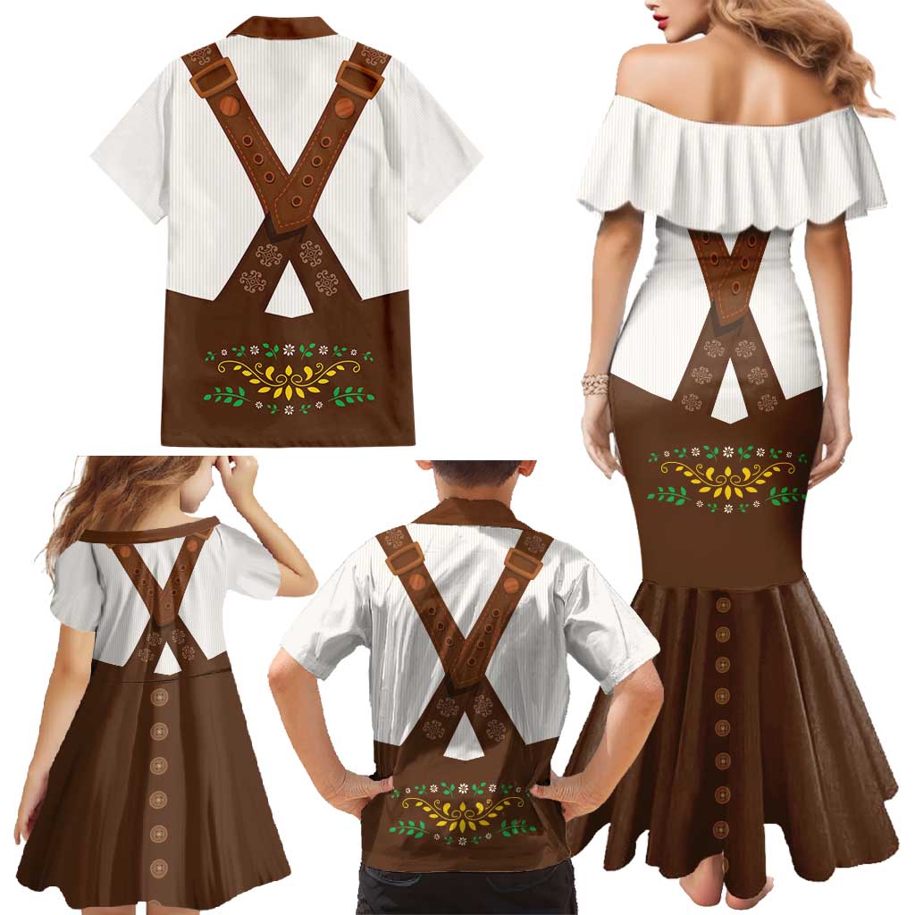 Lederhosen Costume Germany Family Matching Mermaid Dress and Hawaiian Shirt Bald Eagles With Traditional German Pattern