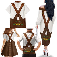Lederhosen Costume Germany Family Matching Off The Shoulder Long Sleeve Dress and Hawaiian Shirt Bald Eagles With Traditional German Pattern