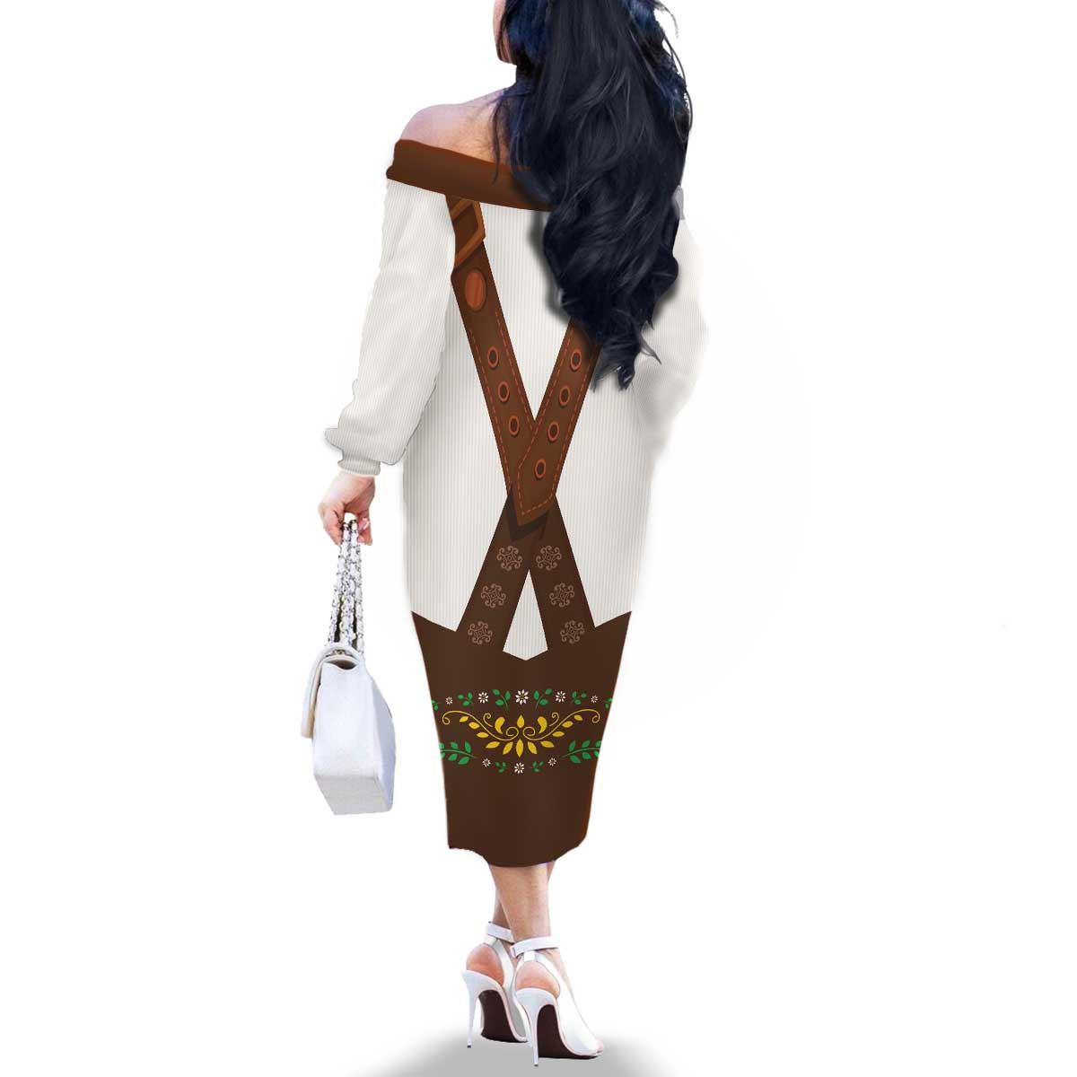 Lederhosen Costume Germany Family Matching Off The Shoulder Long Sleeve Dress and Hawaiian Shirt Bald Eagles With Traditional German Pattern