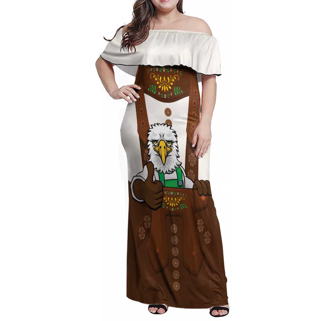 Lederhosen Costume Germany Family Matching Off Shoulder Maxi Dress and Hawaiian Shirt Bald Eagles With Traditional German Pattern