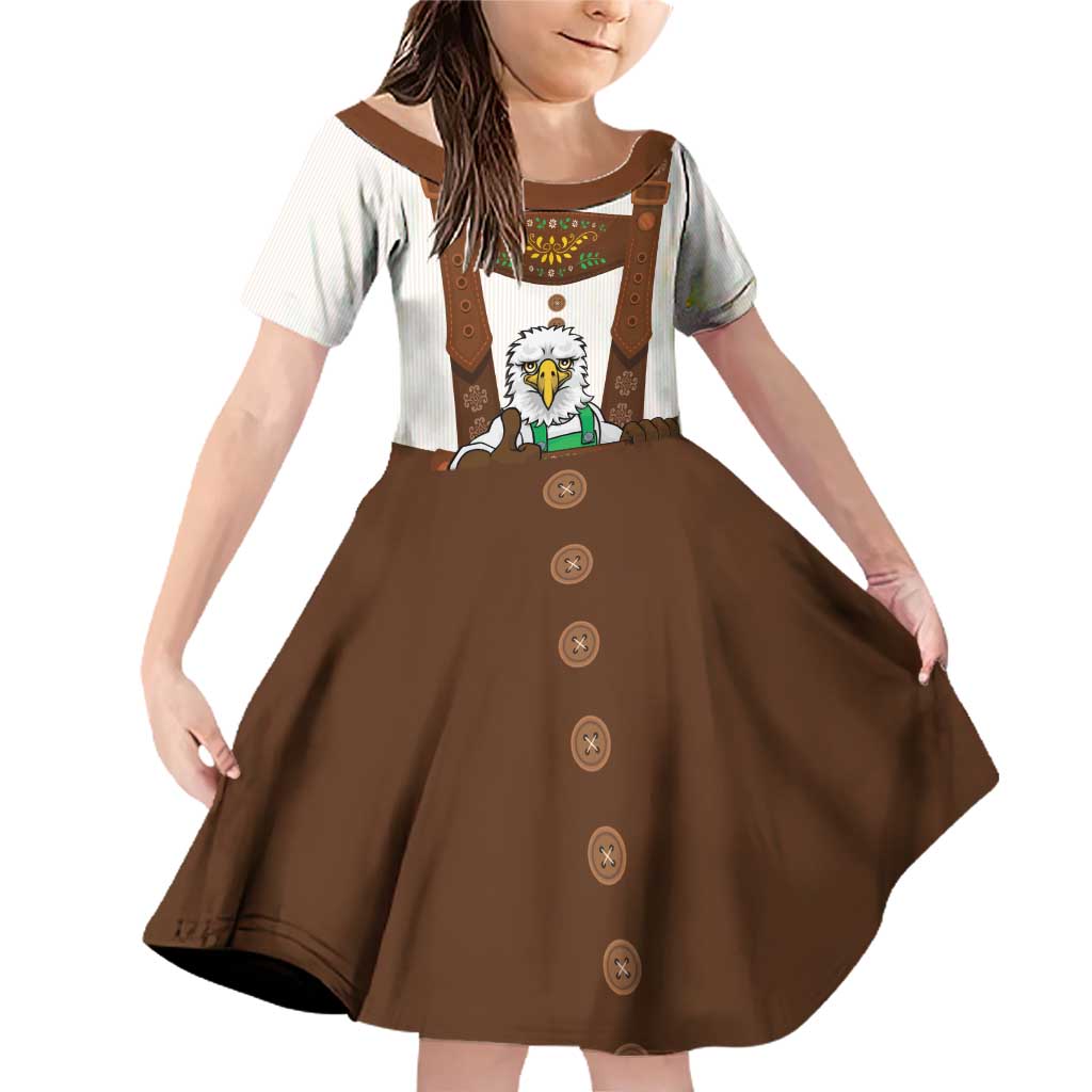 Lederhosen Costume Germany Family Matching Off Shoulder Short Dress and Hawaiian Shirt Bald Eagles With Traditional German Pattern