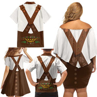 Lederhosen Costume Germany Family Matching Off Shoulder Short Dress and Hawaiian Shirt Bald Eagles With Traditional German Pattern