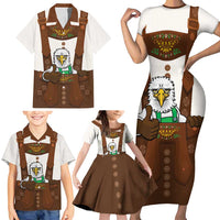 Lederhosen Costume Germany Family Matching Short Sleeve Bodycon Dress and Hawaiian Shirt Bald Eagles With Traditional German Pattern