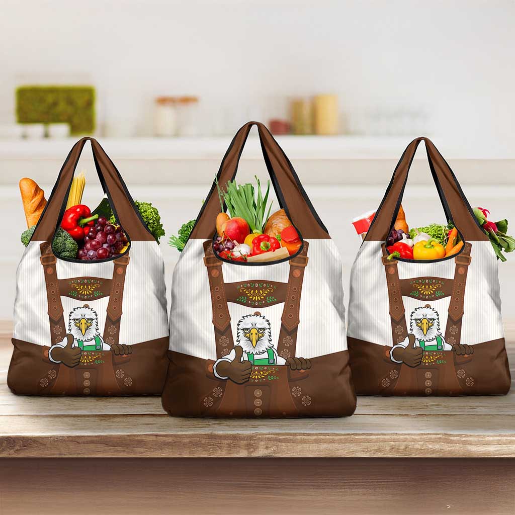 Lederhosen Costume Germany Grocery Bag Bald Eagles With Traditional German Pattern