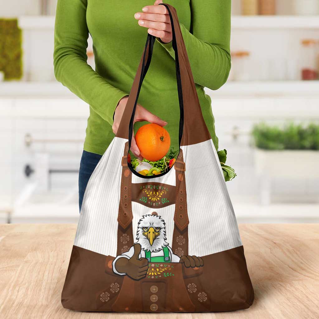 Lederhosen Costume Germany Grocery Bag Bald Eagles With Traditional German Pattern