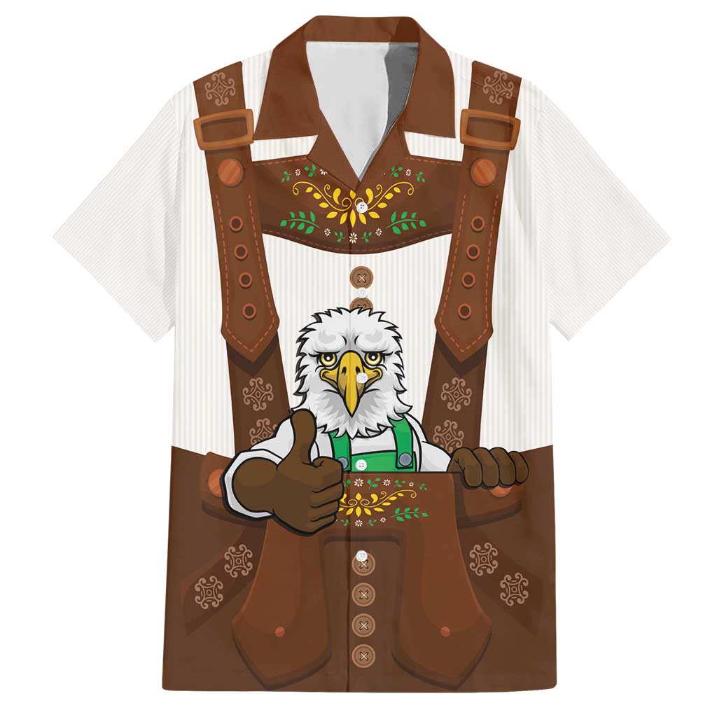 Lederhosen Costume Germany Hawaiian Shirt Bald Eagles With Traditional German Pattern