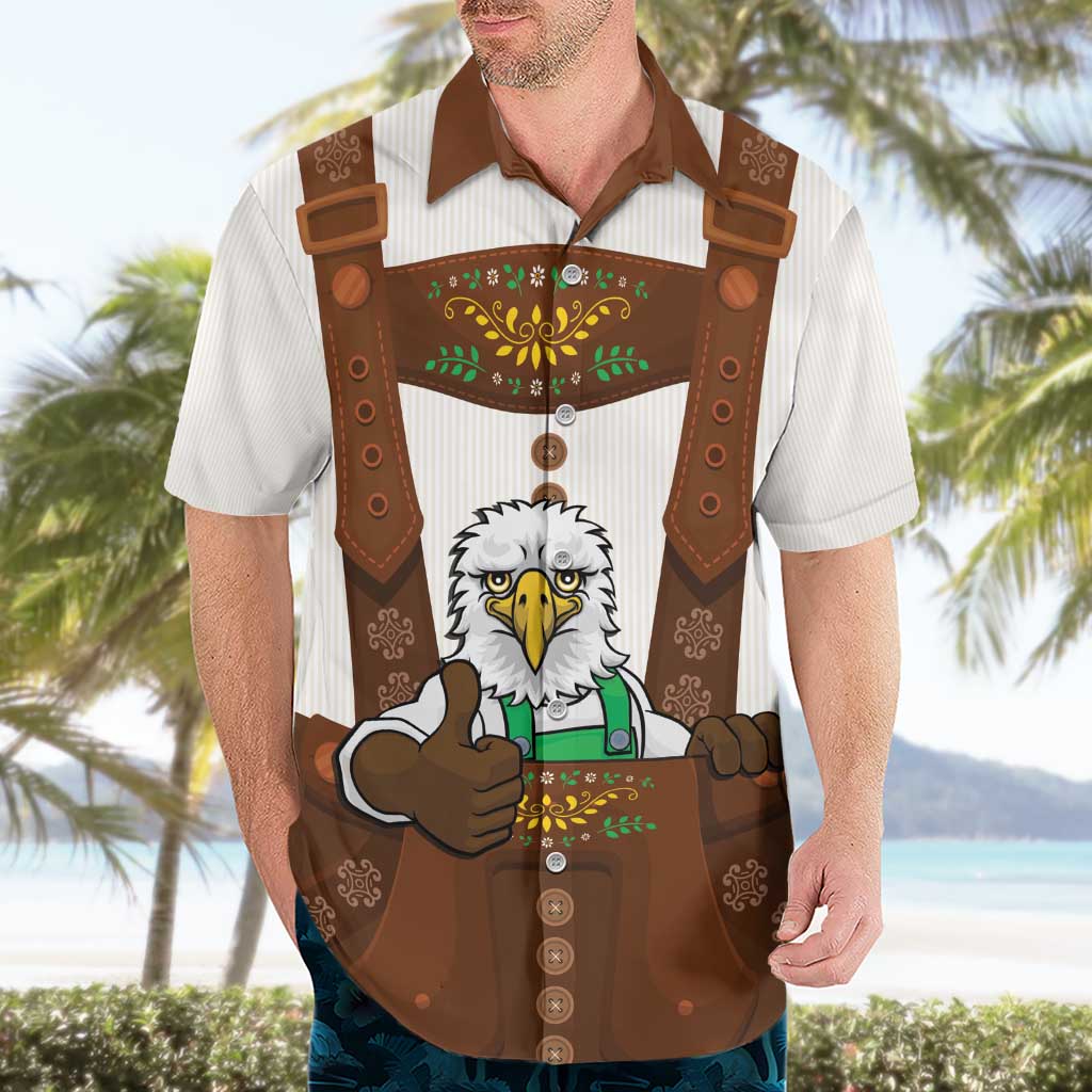 Lederhosen Costume Germany Hawaiian Shirt Bald Eagles With Traditional German Pattern