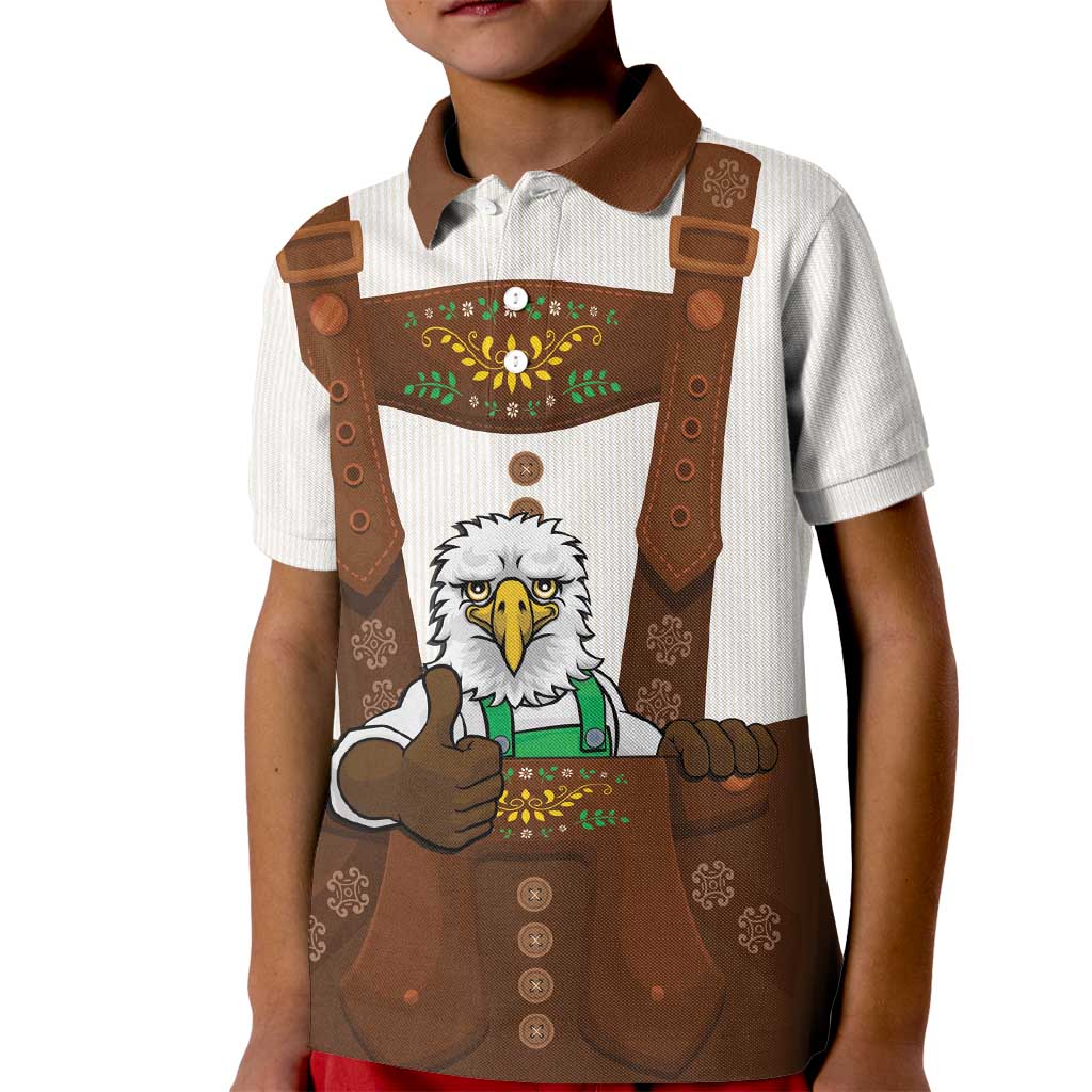 Lederhosen Costume Germany Kid Polo Shirt Bald Eagles With Traditional German Pattern