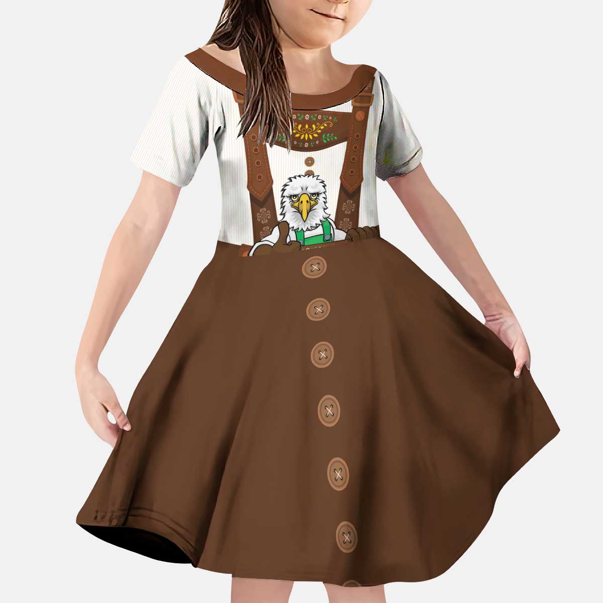 Lederhosen Costume Germany Kid Short Sleeve Dress Bald Eagles With Traditional German Pattern