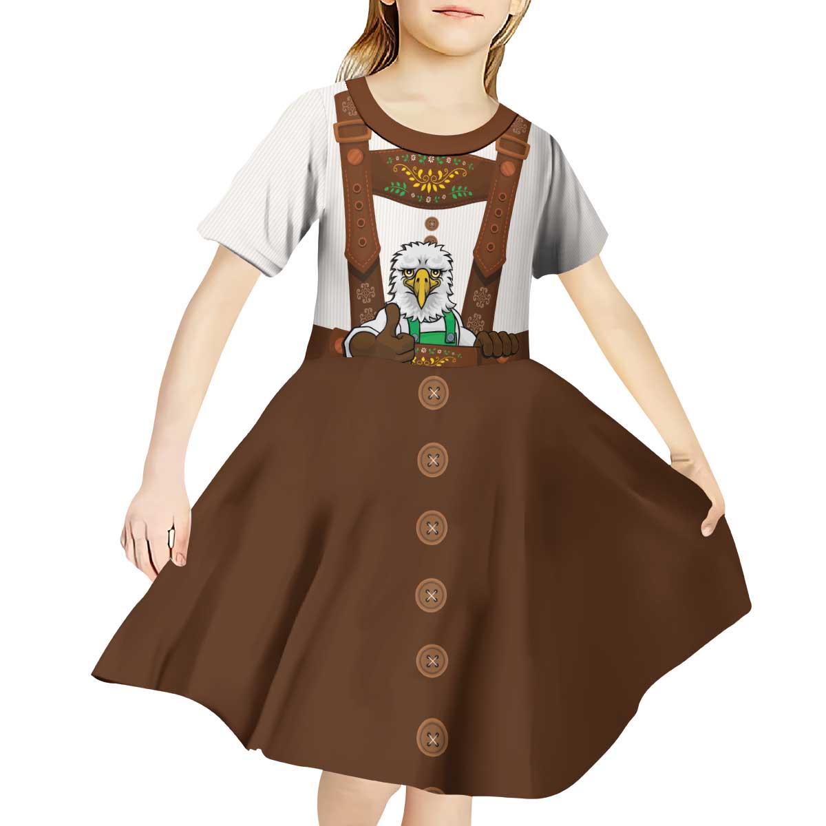 Lederhosen Costume Germany Kid Short Sleeve Dress Bald Eagles With Traditional German Pattern