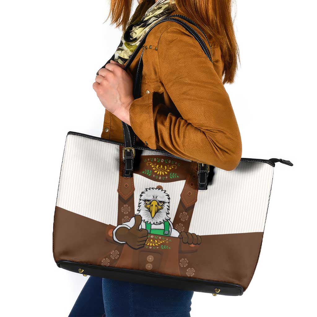 Lederhosen Costume Germany Leather Tote Bag Bald Eagles With Traditional German Pattern