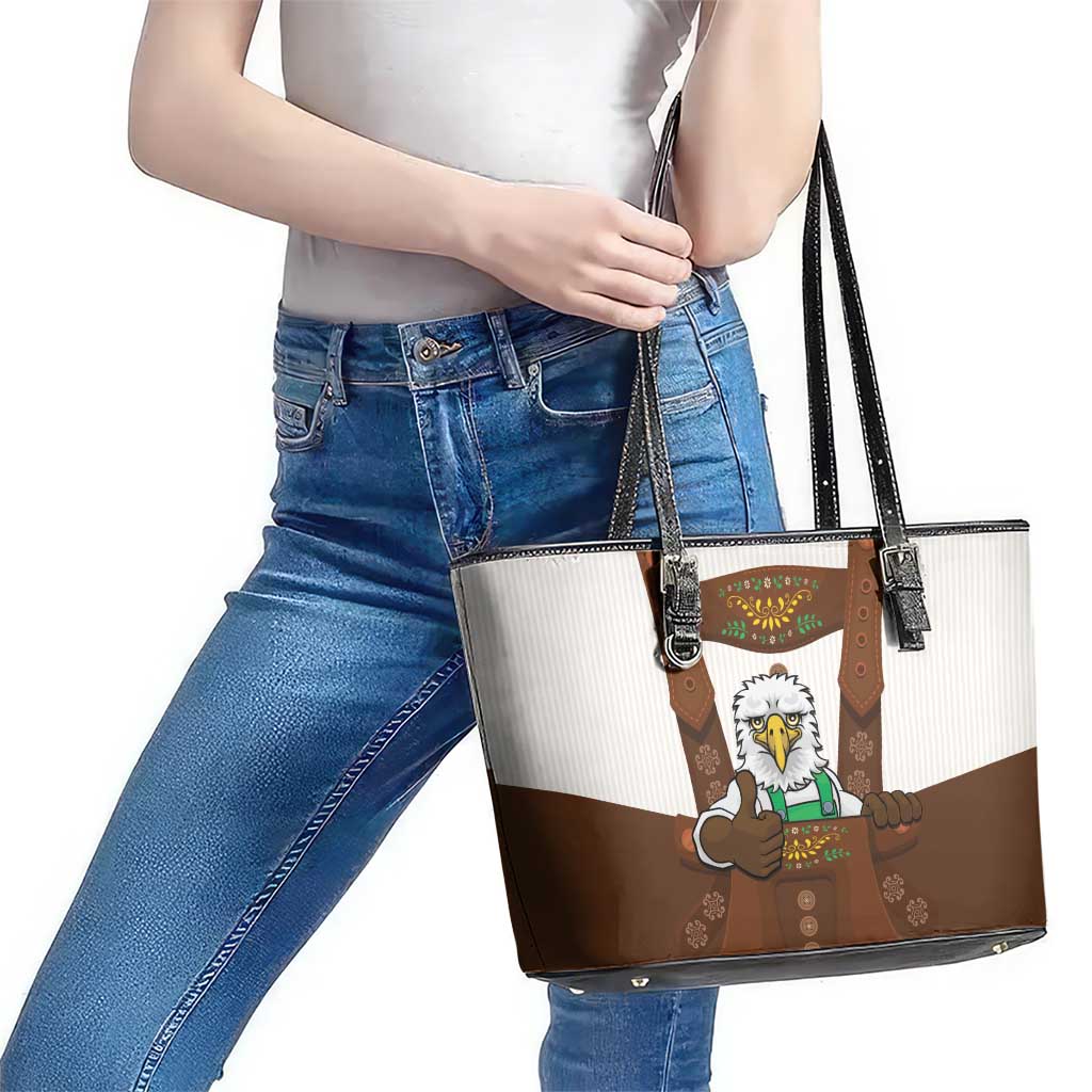 Lederhosen Costume Germany Leather Tote Bag Bald Eagles With Traditional German Pattern