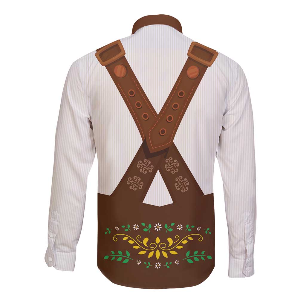 Lederhosen Costume Germany Long Sleeve Button Shirt Bald Eagles With Traditional German Pattern