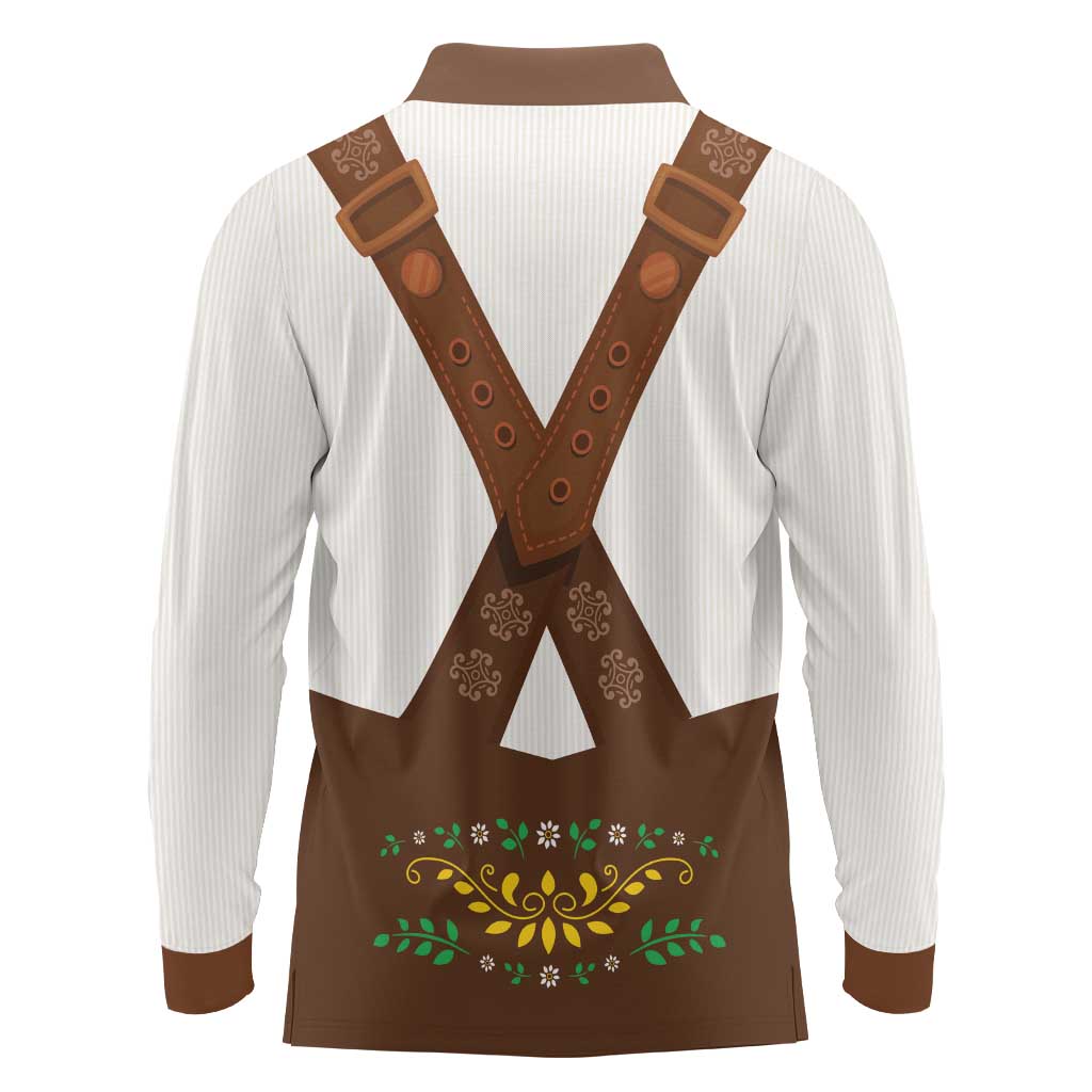 Lederhosen Costume Germany Long Sleeve Polo Shirt Bald Eagles With Traditional German Pattern