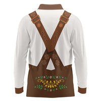 Lederhosen Costume Germany Long Sleeve Polo Shirt Bald Eagles With Traditional German Pattern